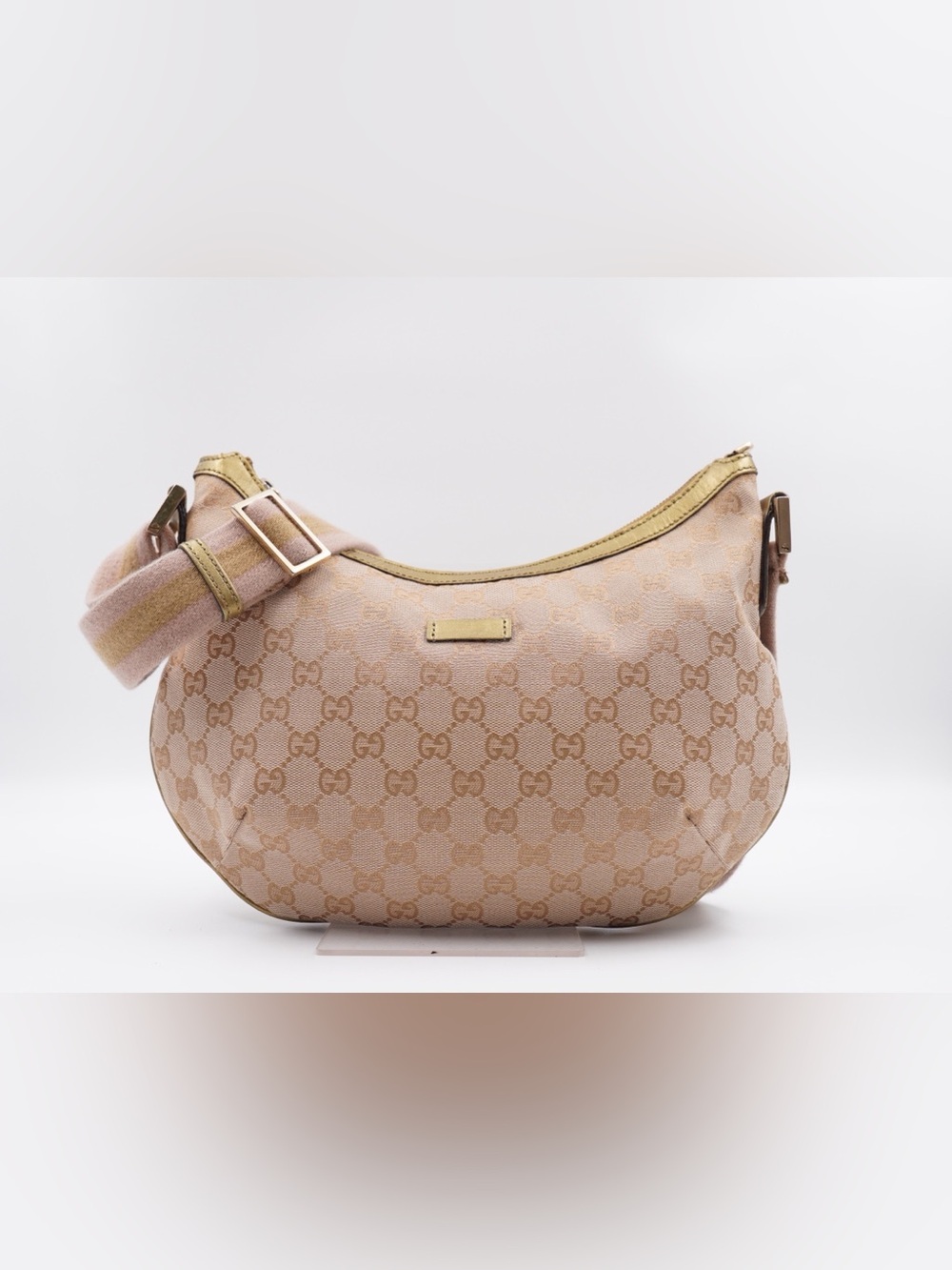 Gucci Halfmoon GG  Beige Monogram Hobo Bag